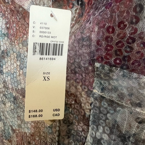 NWT new Anthropologie pilcro shrunken sequin button down shirt multi color XS - Picture 8 of 17